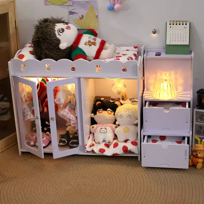 20cm 무속성 아이돌 솜인형 귀여운 연예인 솜깅이 동화 동물 곰 복숭아 딸기 가구 소품 옷장 침대 침구 이불 베개 세트