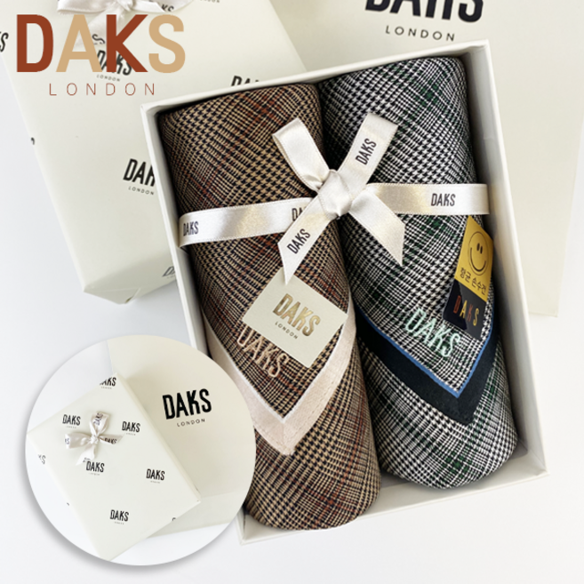 [매장정품] DAKS 닥스 손수건 체크 2종세트 선염 향균 면100% 여성 남성