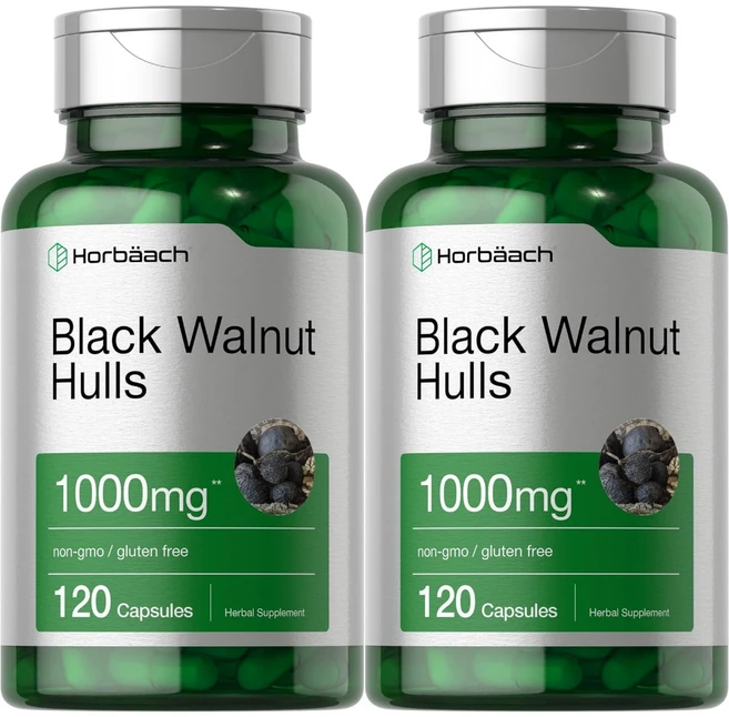 Horbaach 호바흐 블랙 월넛 헐스 흑호두 껍질 1000mg, 2팩, 120정 - 쿠팡