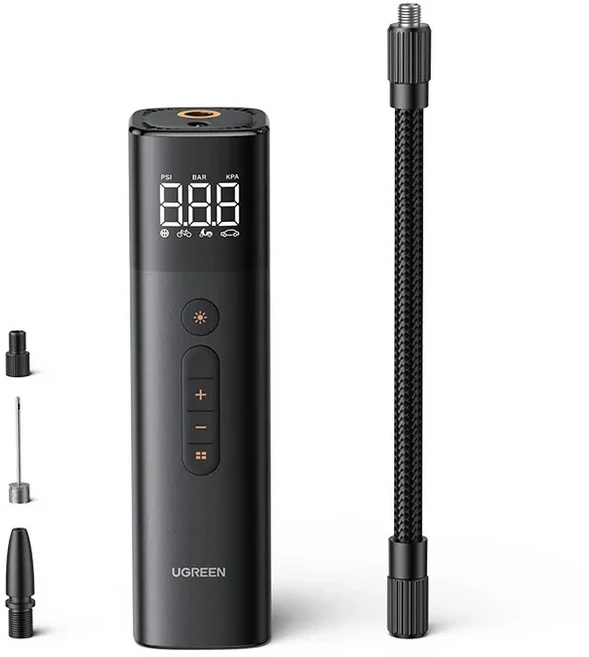 UGREEN 자동차 공기 펌프 휴대용 압축기 오토바이 자전거 타이어 LCD 디지털 디스플레이