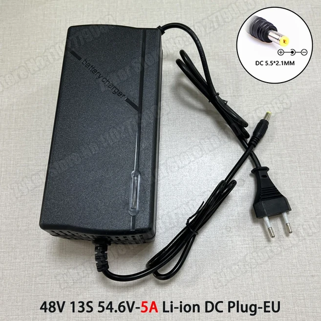 스마트 지능형 고속 충전기 리튬 배터리 팩 EU 플러그 36V 48V 60V 72V 2A 5A 42 54.6 67.2 84V, 02 48V 5A-DC_01 EU Plug, 1개