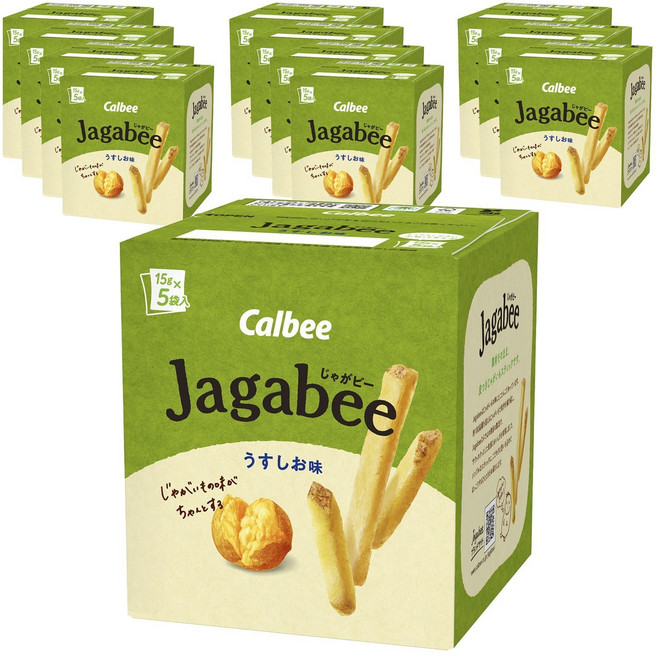 Calbee 卡樂比 加卡比薯條 淡鹽口味 5包入, 12盒, 75g