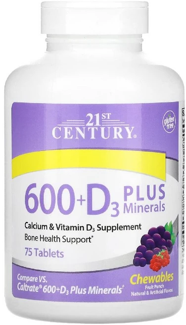21세기센트리 600+D3 플러스 미네랄 프룻 펀치 75 츄어블, 1개, 75정 - 쿠팡