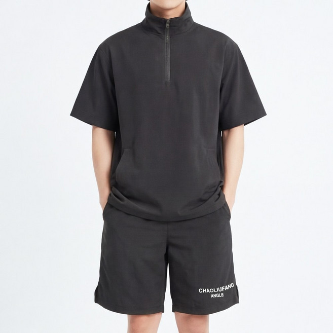 루크 남성 아노락 반팔 반바지 세트 남자 남성용 운동복 추리닝 츄리닝 체육복 트레이닝 코디 여름 반팔티 셋트 티셔츠 바지