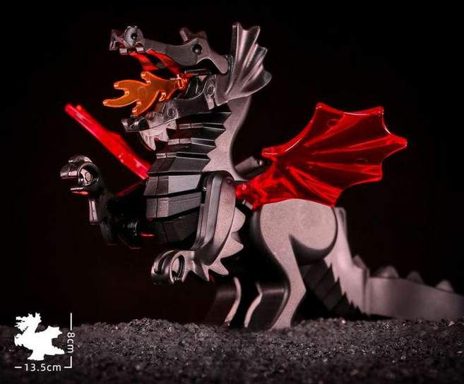 중세 판타지 드래곤 용기사 조립 피규어 호환 블록, 1개, 블랙 드래곤