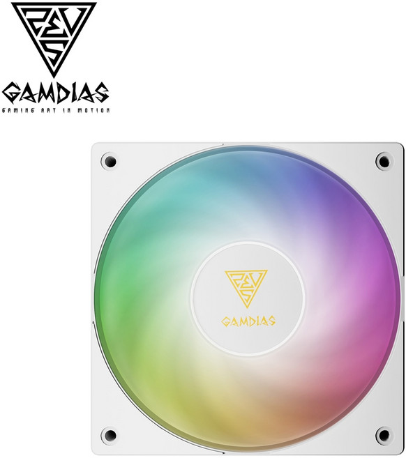 GAMDIAS NOTUS M1-1201 ARGB 機殼風扇，120mm靜音高效散熱，打造炫彩電腦視覺饗宴, 白框白葉, 1個