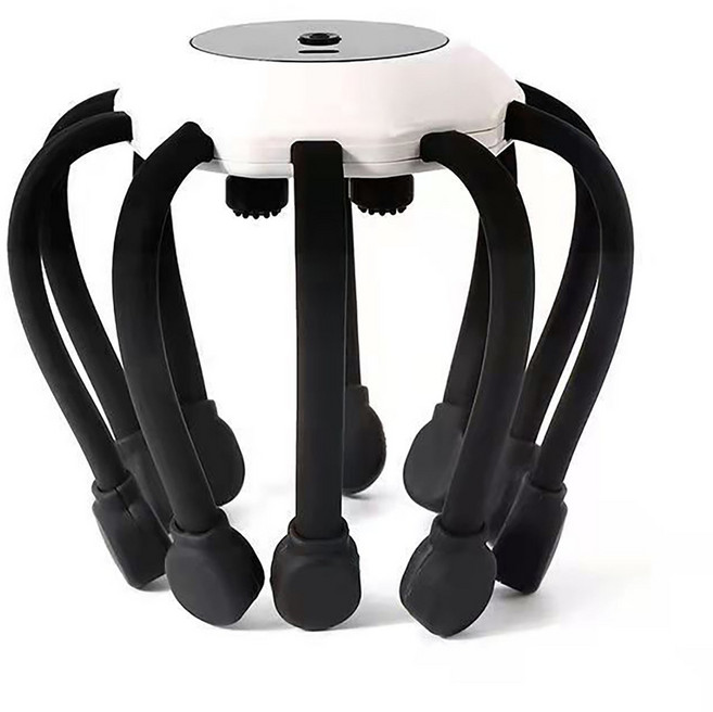 Izeriel 전동 두피 마사지기 머리 마사지기 무선 진동 머리 맛사지기 USB 충전 피로회복 안마기, 블랙