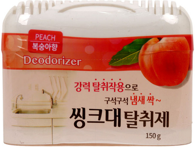 해피룸 씽크대 탈취제 150g 2종 씽크대 구석구석 냄새 싹, 복숭아, 1개