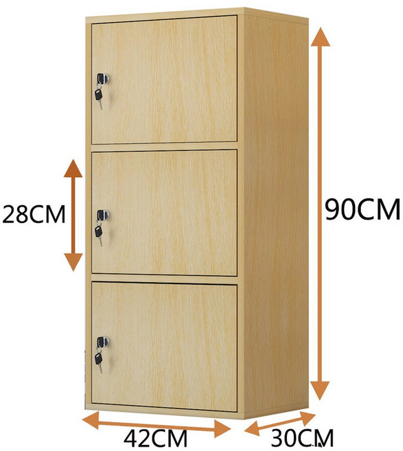 모던 사워터함 선반 심플 여닫이 책장 캐비닛 조립형수납공간, 삼중지체크라이트오크42*30*90