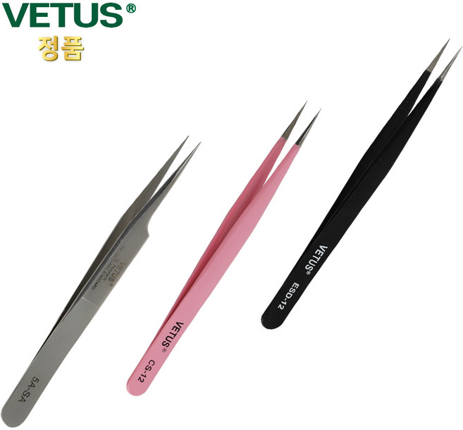 VETUS 비투스 핀셋 속눈썹 연장 네일아트 다용도 족집게 14종 시리즈, 블랙 ESD-16, 1개