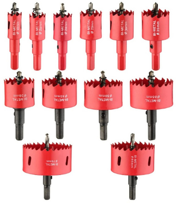 12PC 바이메탈 홀쏘세트 홀커터 18-75mm, 12개