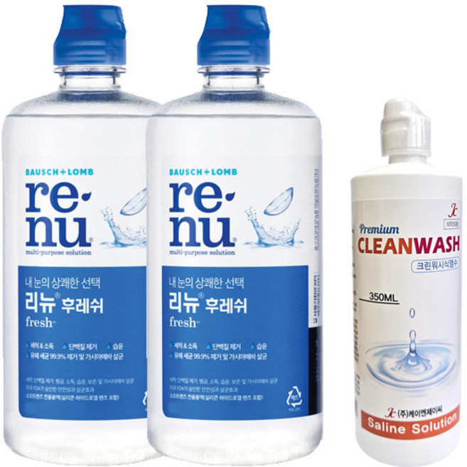 리뉴 후레쉬 다목적용액 500ml X 2개 (크린워시 식염수 350ml 증정)