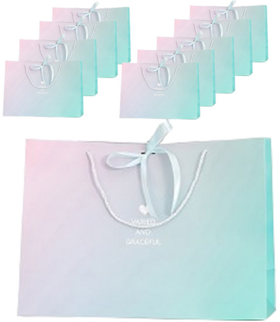 선물용 리본장식 포장가방 쇼핑백 10p, 그라데이션