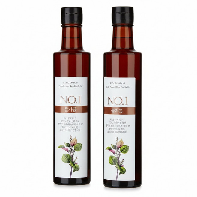 (앤오일)특A급 국산들깨100% 들기름 300ml 2병 묶음할인 (저온압착/당일착유), 2개