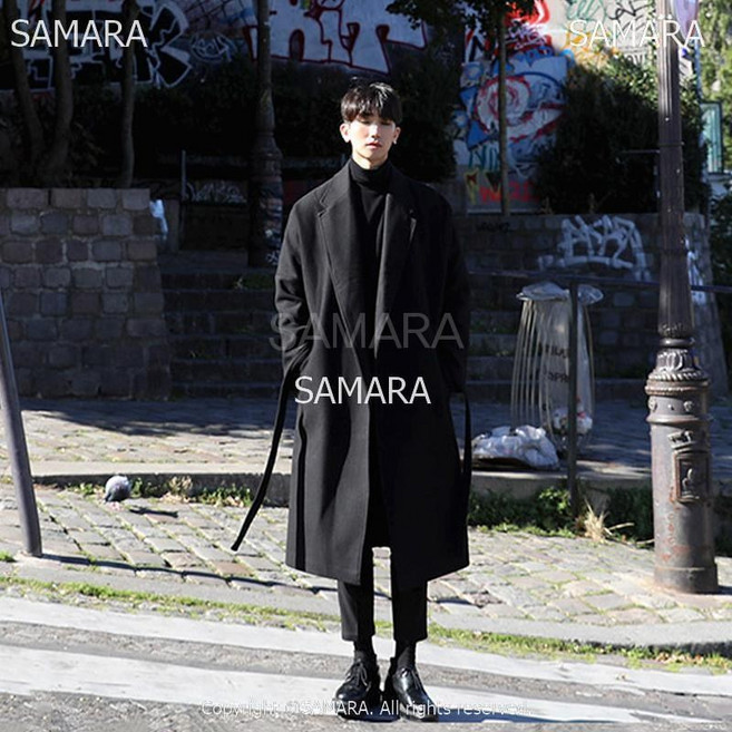 SAMARA SAMARA 가을겨울 남성 빅사이즈 캐주얼 모직코트 하프 벨트