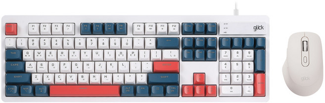 지클릭커 오피스프로 사일런스 M 무소음 방수 유선 키보드 무선 마우스 세트, 인체공학, 건담, OPS529