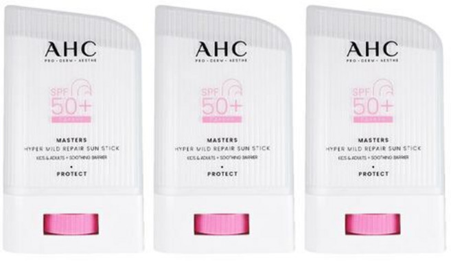2025 최신상 AHC 마스터즈 하이퍼 마일드 리페어 선스틱, 22g, 3개