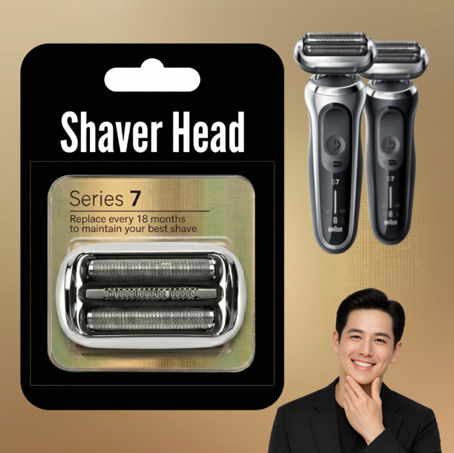 브라운 전기 면도기 시리즈7 면도날 74S 73S 날망 S7 7 호환 교체용, 1개, 실버, 74S/73S