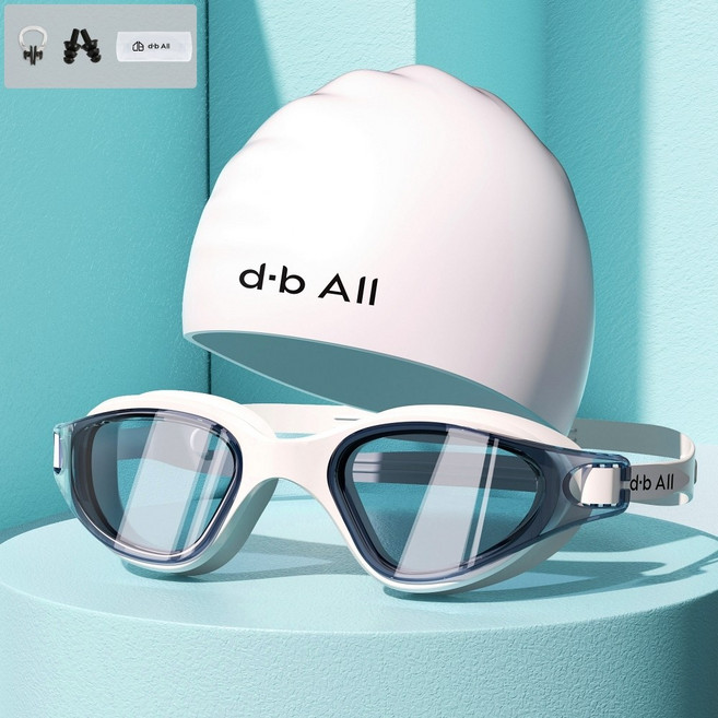 디브올 프리미엄 김서림방지 수경 실리콘 수모 세트, 블루화이트, 1세트