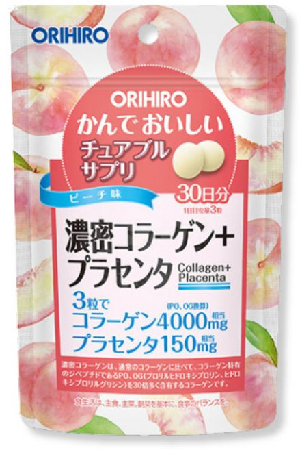 ORIHIRO 濃密膠原蛋白+胎盤素軟糖, 1個, 蜜桃膠原蛋白+胎盤素軟糖, 90顆