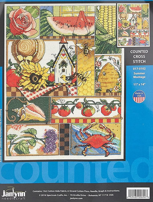 Janlynn 14 카운트 여름 몽타주 십자수 키트 27.9 x 35.4cm(11 x14인치), 1개