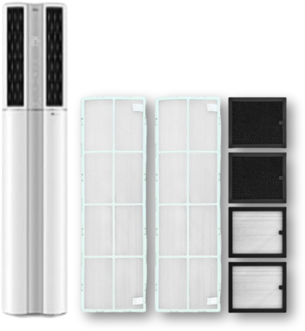 LG 엘지 휘센 에어컨 호환 필터 2IN 1 신형 듀얼 스마트 스텐드, 1세트, 프리미엄 세트(초미세2P+미니필터2P+탈취필터2P)