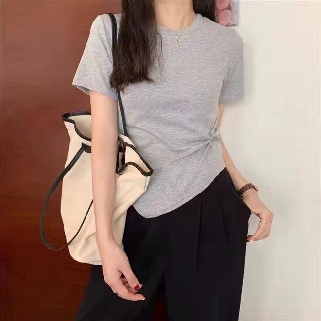 韓版短袖上衣 女款短版顯瘦寬鬆T恤