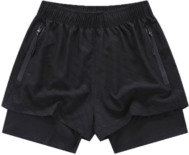 1+1 남자 러닝 투인원 일체형 헬스 트레이닝 레깅스 운동반바지1+1