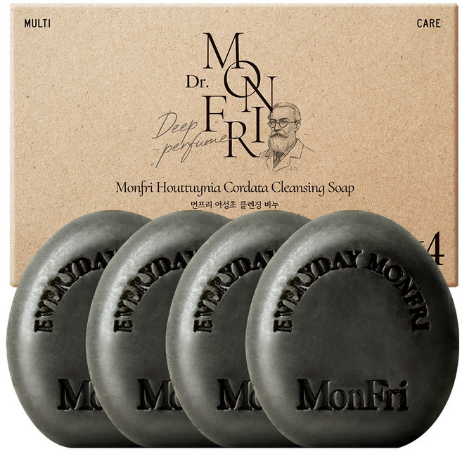 먼프리 대용량 어성초 블랙차콜 모공 축소 미백 미용 비누 티트리 포레스트향, 4개입, 125g