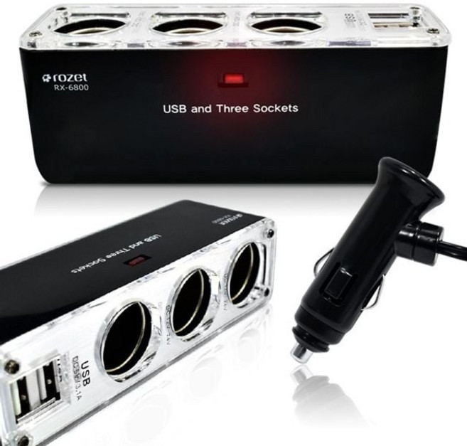 로제트 차량용 3구시가잭/RX-6800/USB2포트추가/ain1+8ESU