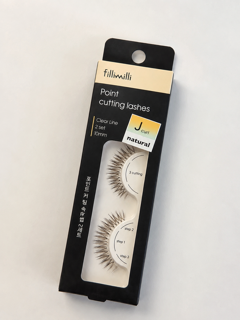 필리밀리 포인트 컷팅 속눈썹 내추럴 J컬 (10mm), 1개