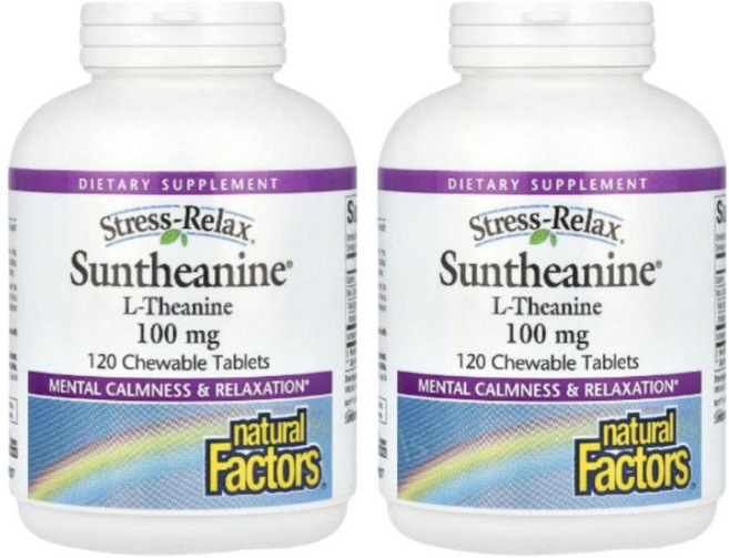 내추럴팩터스 썬테아닌 L 테아닌 씹어먹는 200mg 120츄어블 2개 Suntheanine, 120정