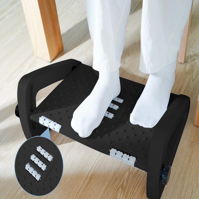 호밍사이 발받침대 6단 높이 조절 사무용 발받침 책상 다리받침대 의자발받침대 책상발판, 블랙