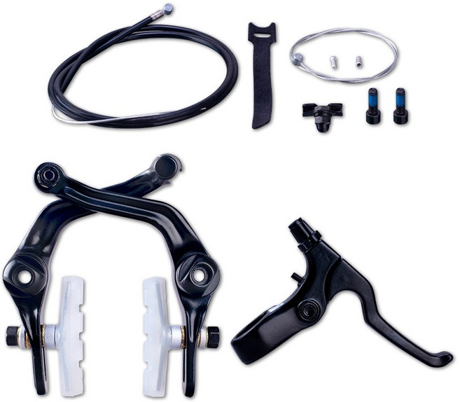 FUNSEA 자전거 브레이크 키트 단조 외부 액세서리 케이블 내부 투명 패드 BMX 레버 하우징 합금 부품, U brake right kit, 1개