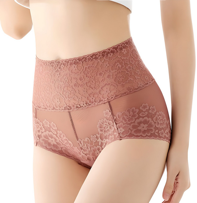 여성용 미들웨이스트 똥배보정 레이스 팬티 3p