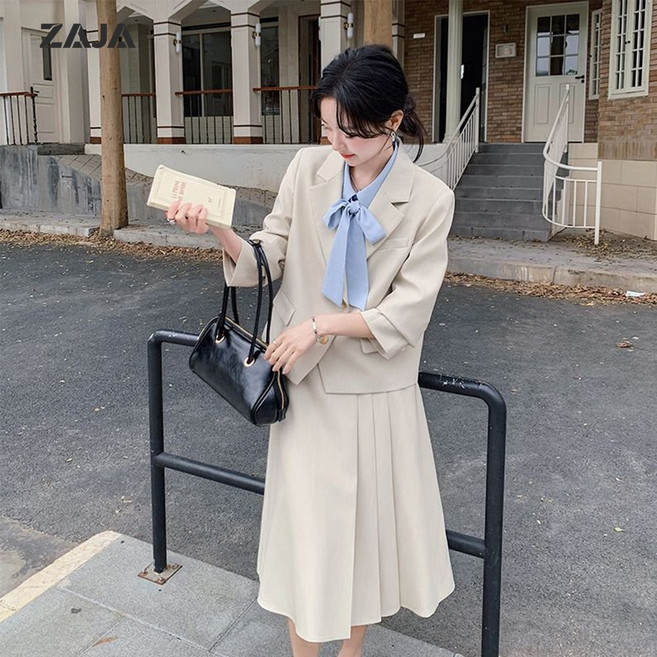 ZAJA 여성 캐주얼 정장 롱스커트 치마 투피스