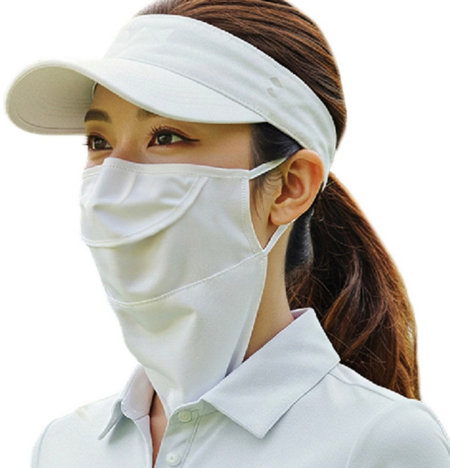 바이니크 국산 자외선차단 쿨 스포츠 골프 마스크 얼굴 햇빛 가리개 UV 차단, 화이트 1개, 1개
