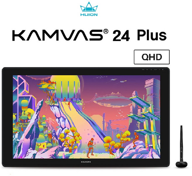 (리뷰이벤트)휴이온 캄바스 24 플러스 24인치 QHD 액정타블렛 HUION KAMVAS 24 PLUS, Black
