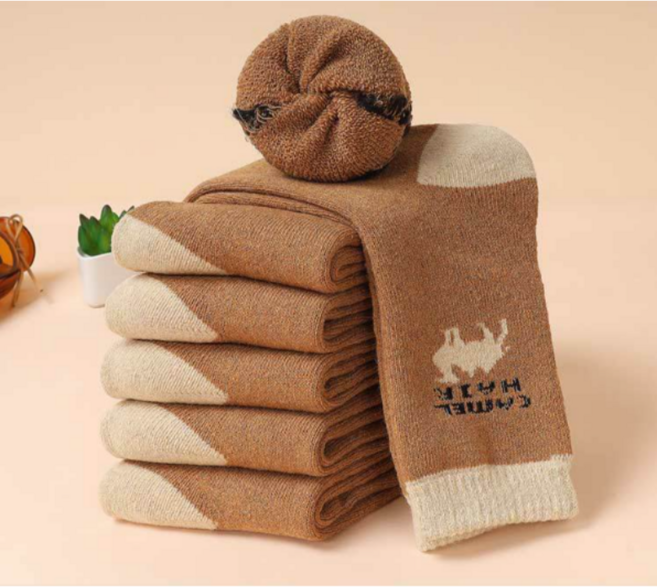 EFFILIFE 겨울 보온 방한 등산 캠핑 낚시 낙타 양말, 1개