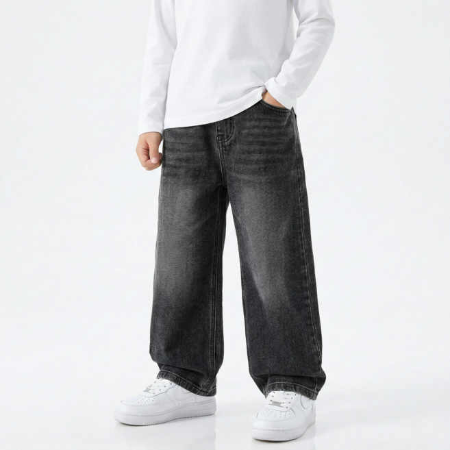 초등 주니어 워싱 와이드 청바지 봄가을용&겨울기모 130-170호