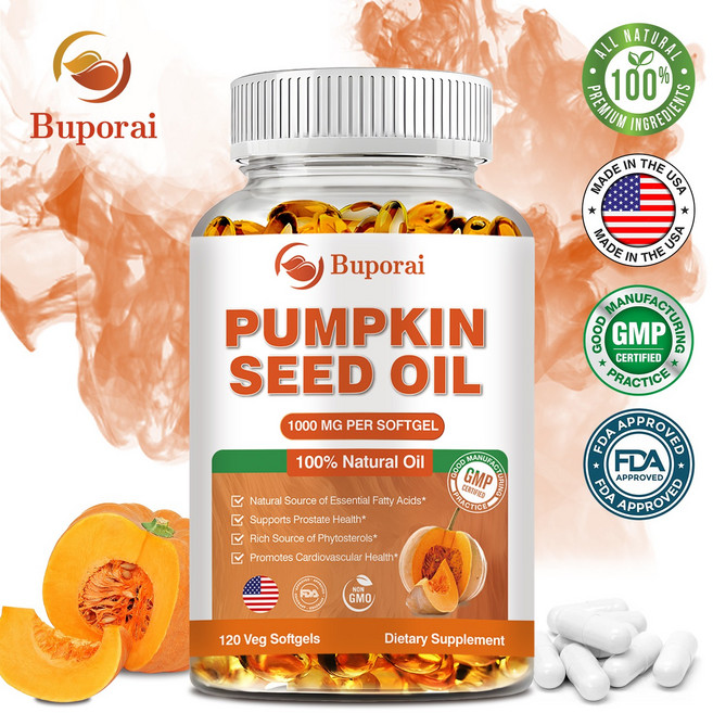 호박씨오일 소프트젤 전립선 건강 지원 남성 여성 모두适用 피로 회복 면역력 강화 순수 자연 성분 무첨가제, 2개, 60정