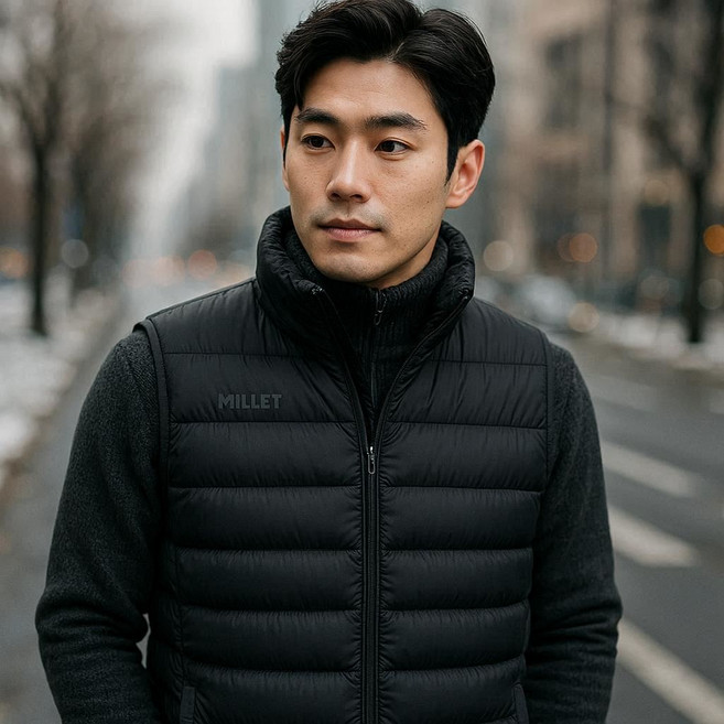 밀레 MILLET 남성 가을 겨울 패딩조끼 덕다운 오리털조끼 등산 베스트 케이투 블랙야크