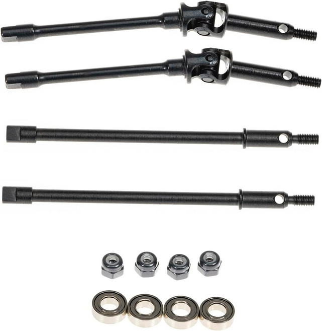 SCX24 AX24 124 RC 크롤러 차량용 램프크랩 스틸 유니버설 조인트 드라이브 샤프트 내부 +4mm 길이 앞뒤 차축 1쌍 브롱코 데드볼트 JLU 글래디에이터 C10용 부품, 1 set, Inside+4mm