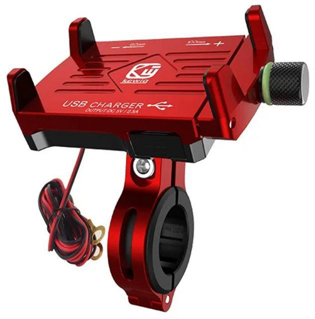 자전거 전화 거치대 초경량 휴대용 핸드폰 홀더 범용 알루미늄 오토바이 USB 충전기 핸들 바 미러 휴대폰 모터, 없음, 5) Red Charger Holder, 1개