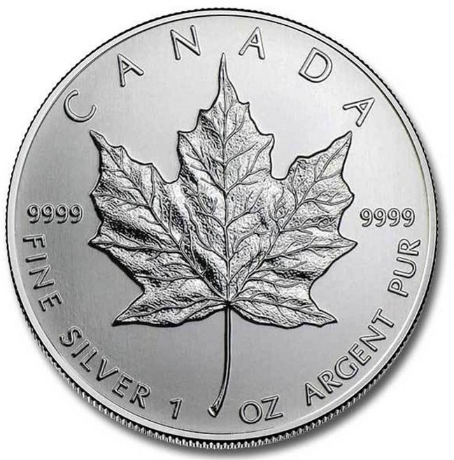 캐나다 메이플 리프 디자인 1온스 실버코인 순도 9999 은테크 수집용 정품 은화 랜덤연도, silver