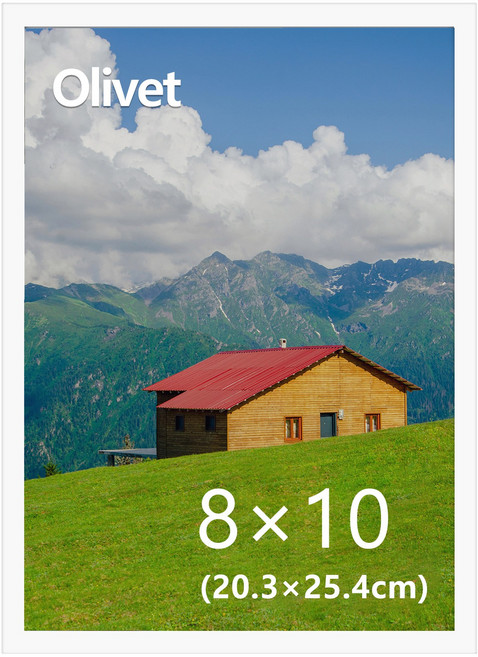 olivet 우드그레인 인테리어 액자 벽걸이 스탠드 겸용 무타공 사진틀 8*10 (20x25.4cm), 1개, 순백색