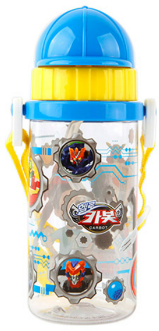 헬로카봇15 스트랩 빨대 보틀 물병 어린이 유아 아동 아기 물통, 1개, 350ml, 블루