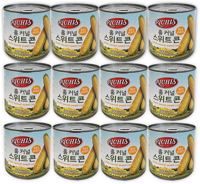 코스트코 리치스 홀커널 스위트콘 옥수수콘 캔 통조림 샐러드, 340g, 12개
