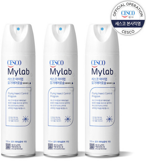 세스코 마이랩 모기 에어로솔 워터베이스 무향, 3개, 500ml