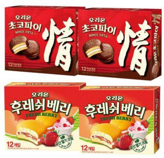 오리온)) 초코파이 468g 후레쉬베리 딸기 336g 각2박스, 1세트